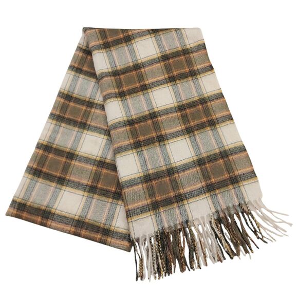 Aramita Campbell Scarf Adults One Size Brown Tartan Plaid Soft Cashmere Fringed - Picture 6 of 10